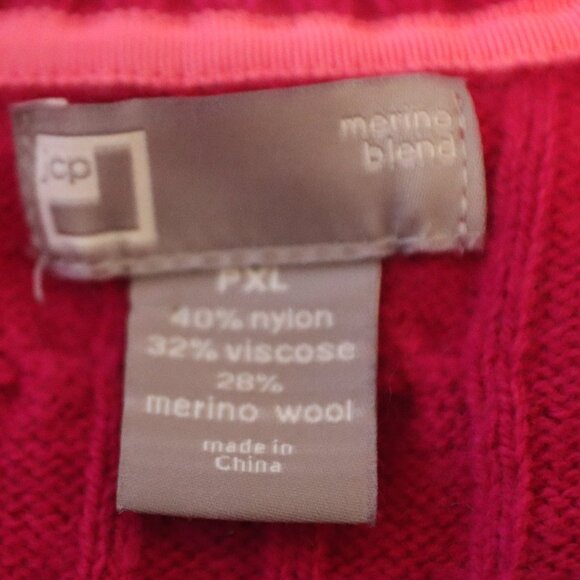 JCPenny Size Petite Extra Large Cable Knit V Neck Fuchsia Sweater - Picture 2 of 11